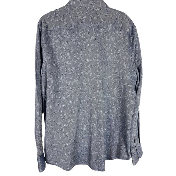 Mens Perry Ellis Blue Floral print slim fit button down Size XL - Picture 5 of 8